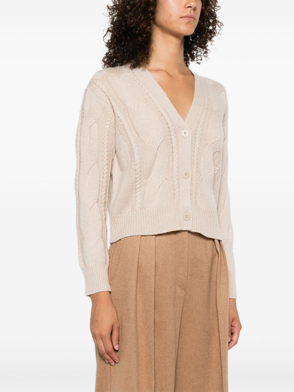 cable-knit button-up cardigan - 3