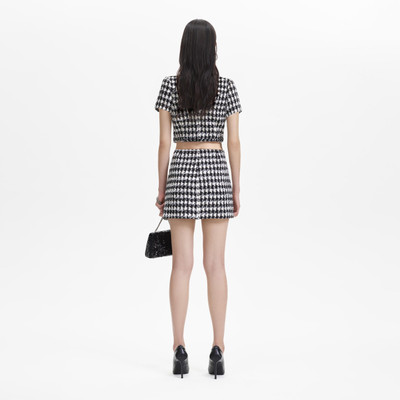 self-portrait Black Check Boucle Mini Skirt outlook