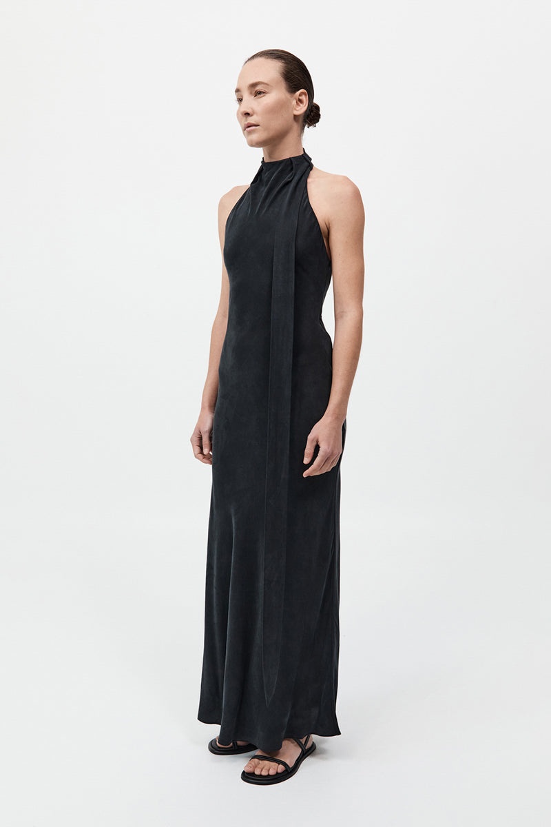 Bias Scarf Dress - Black - 3