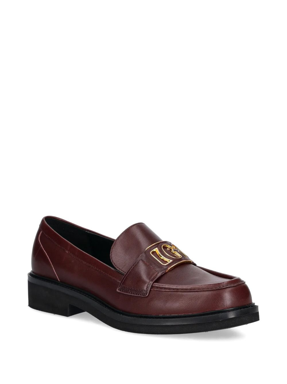 logo-plaque leather loafers - 2