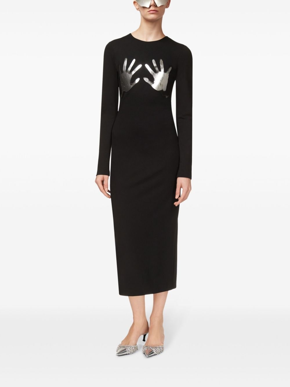handprint long-sleeved minidress - 2