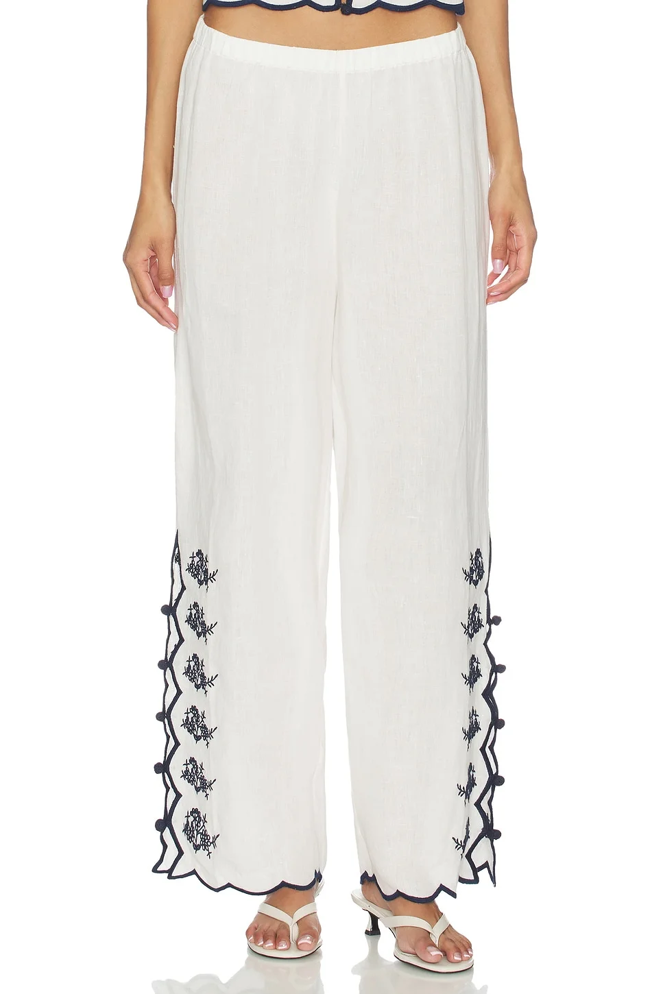 Madrid Embroidered Linen Pant - 1