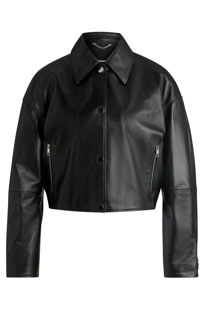 LEATHER JACKET WITH COVERED PRESS STUDS 1