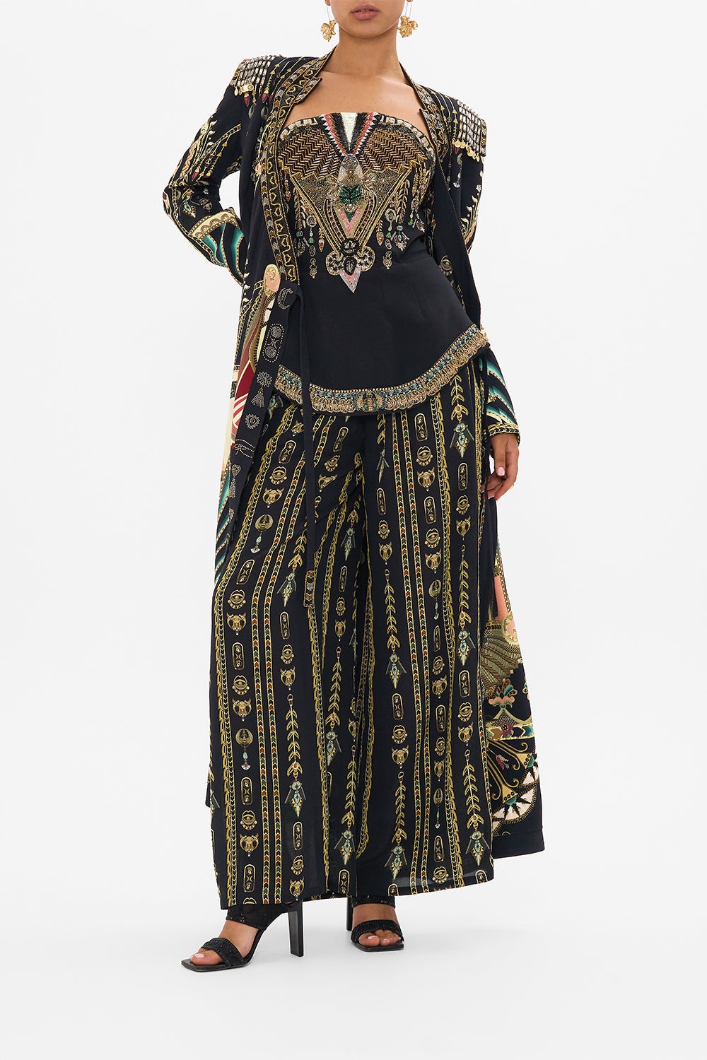 HAND EMBELLISHED CROSS OVER COAT - 7