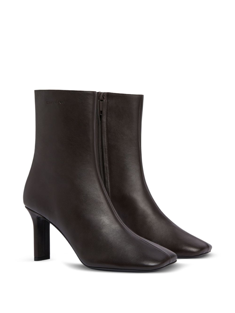 square-toe leather ankle boots - 2