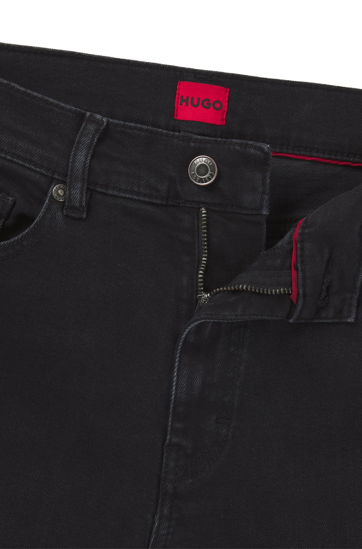 SLIM-FIT JEANS IN BLACK STRETCH DENIM - 6