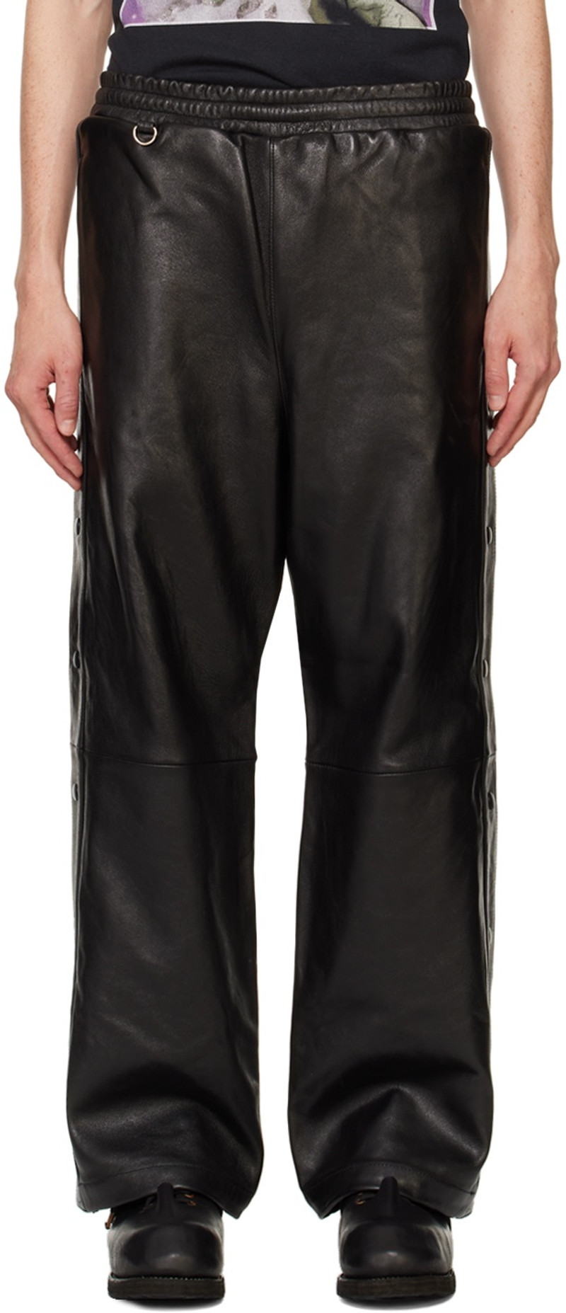Black Leather Basketball Pants 1