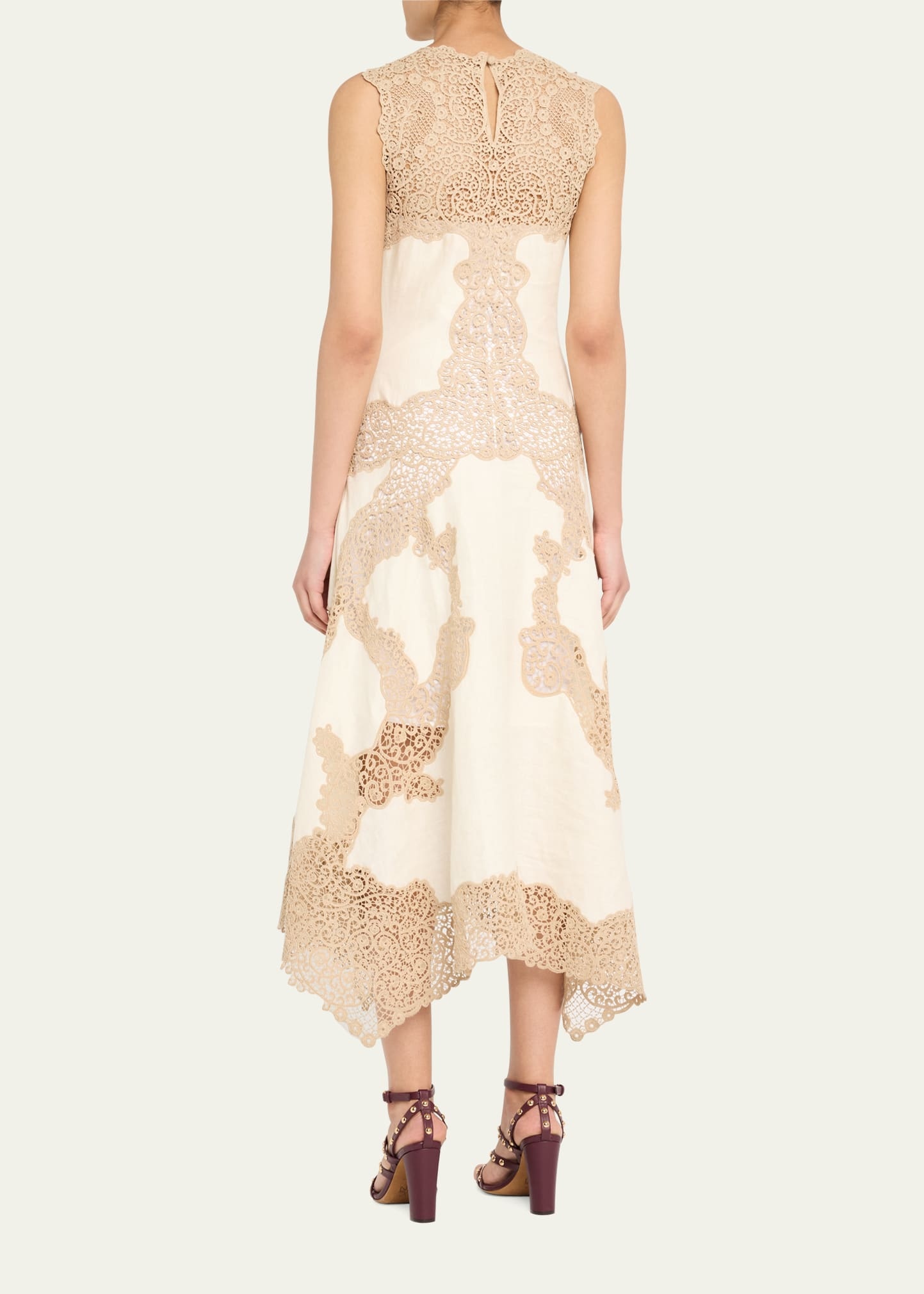 Arlette Sleeveless Handkerchief Lace Midi Dress - 3