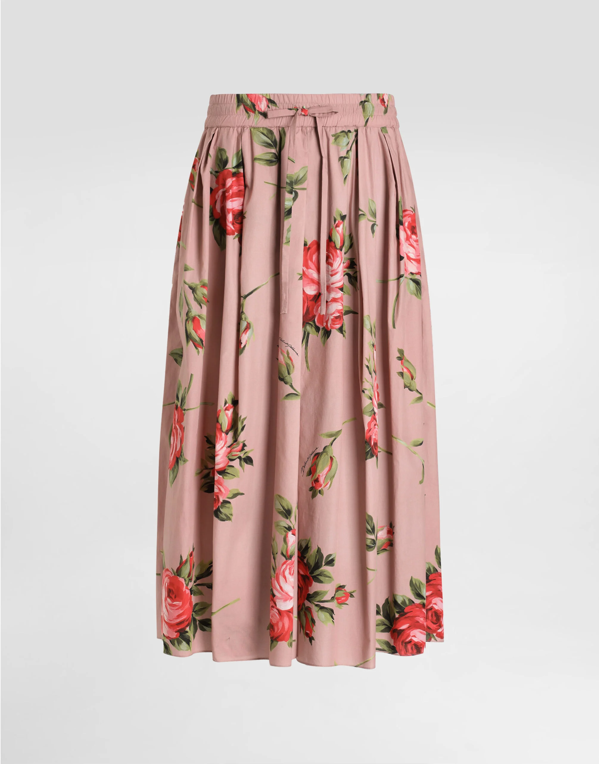 Rose bouquet-print midi skirt - 1