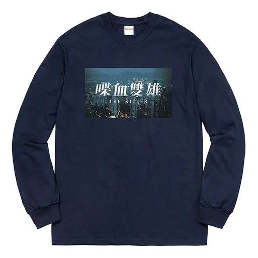 Supreme FW18 The Killer L/S Tee Navy Bloody Twins Chow Yun Fat Chest Printing Long Sleeves Unisex Na - 1