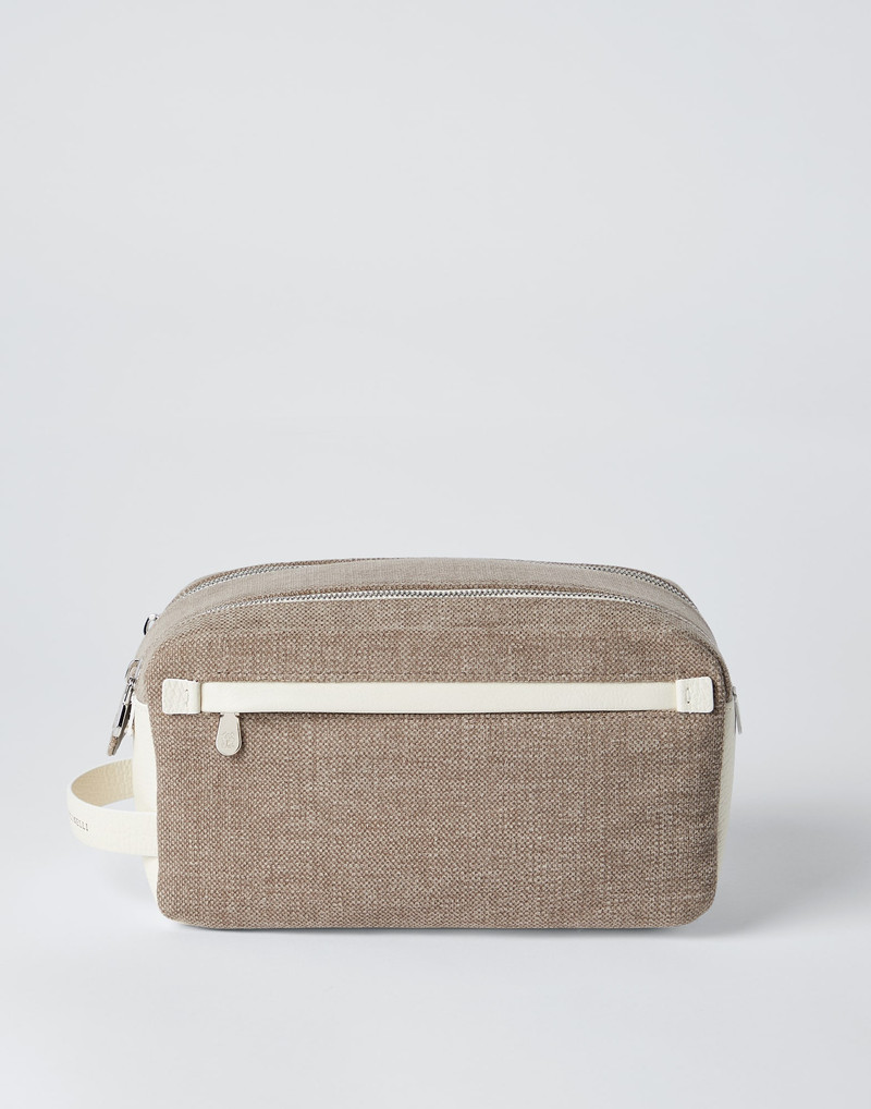 Canvas and grained calfskin beauty case 1