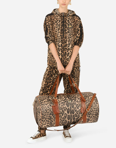 Dolce & Gabbana Large travel bag in leopard-print Crespo with branded plate outlook
