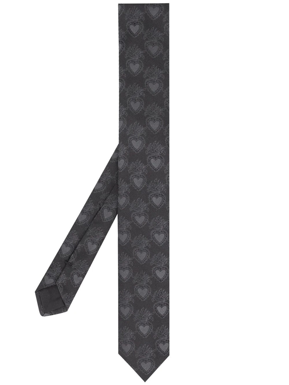 heart-pattern silk tie - 1