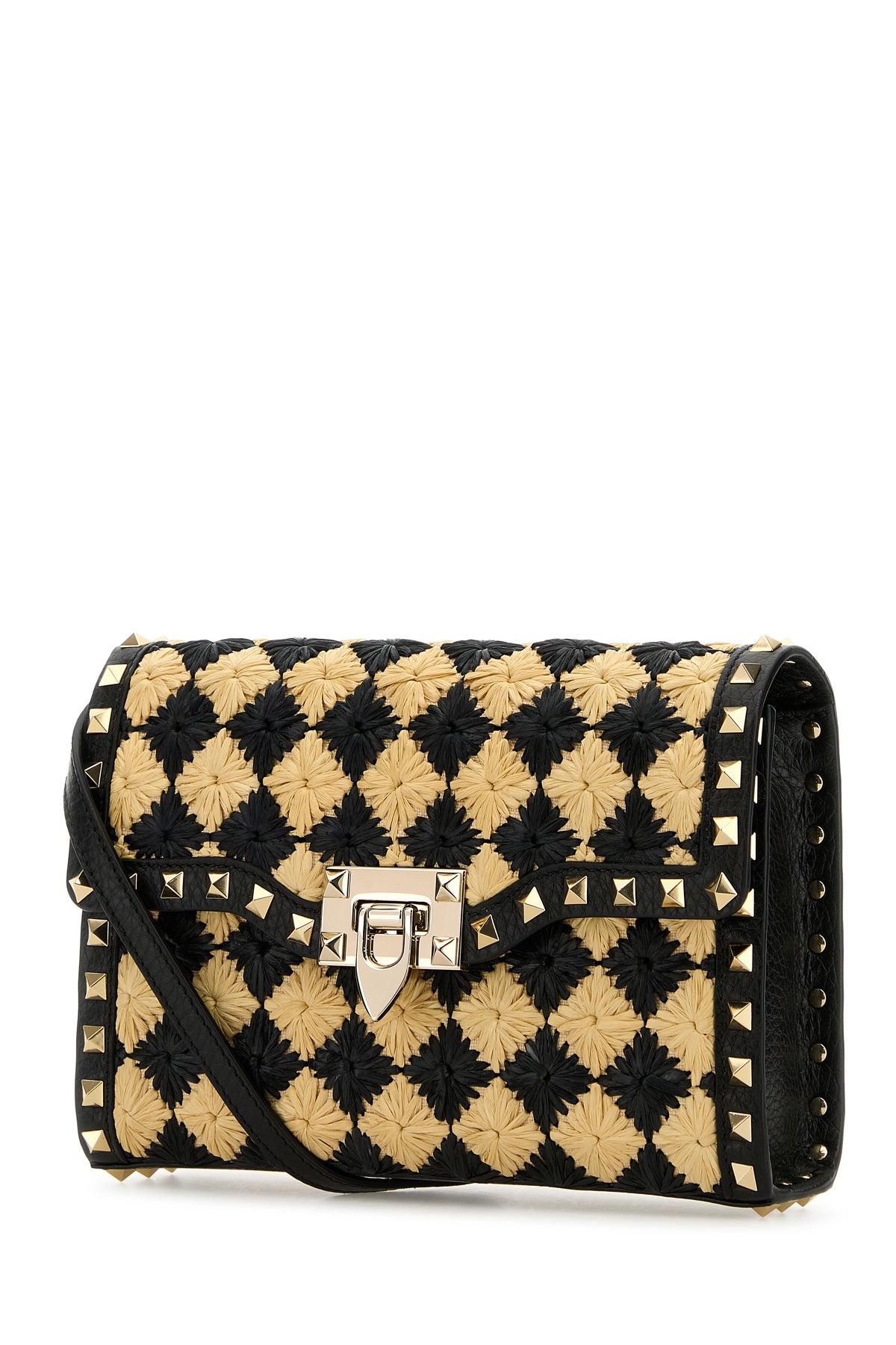 Two-tone raffia Rockstud crossbody bag - 2