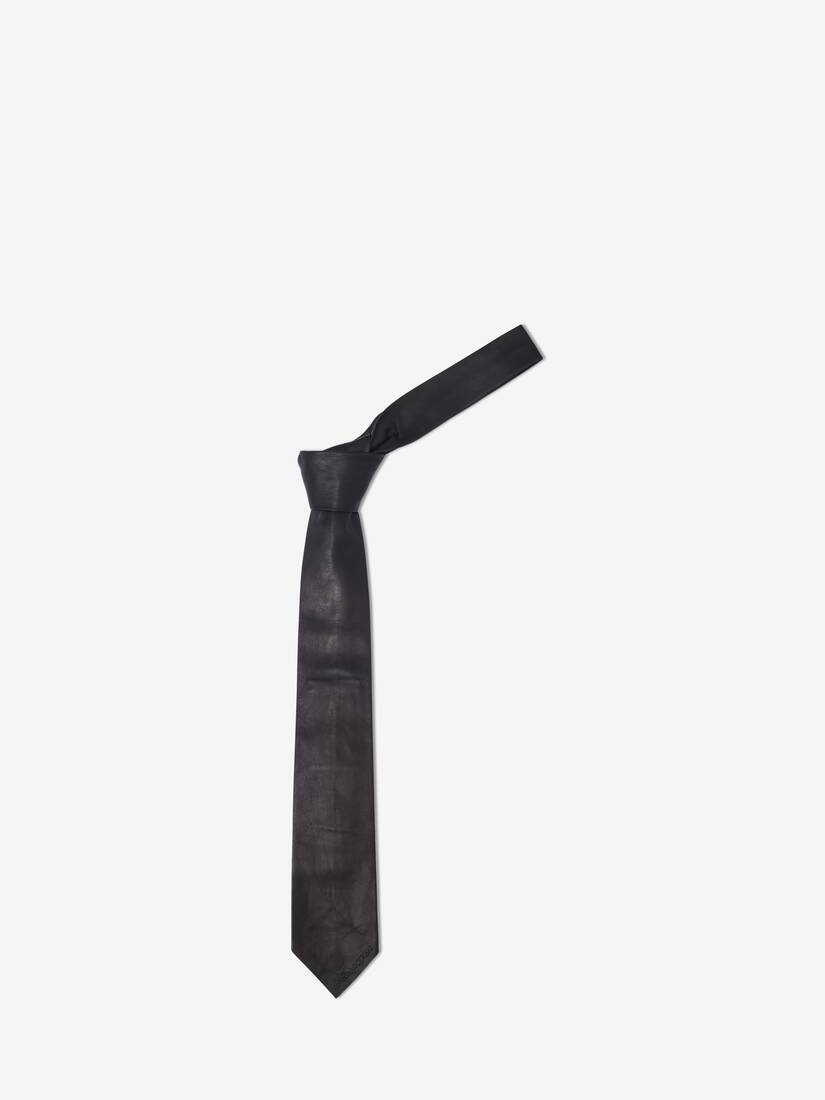 Women's Leather Tie in Black - 1