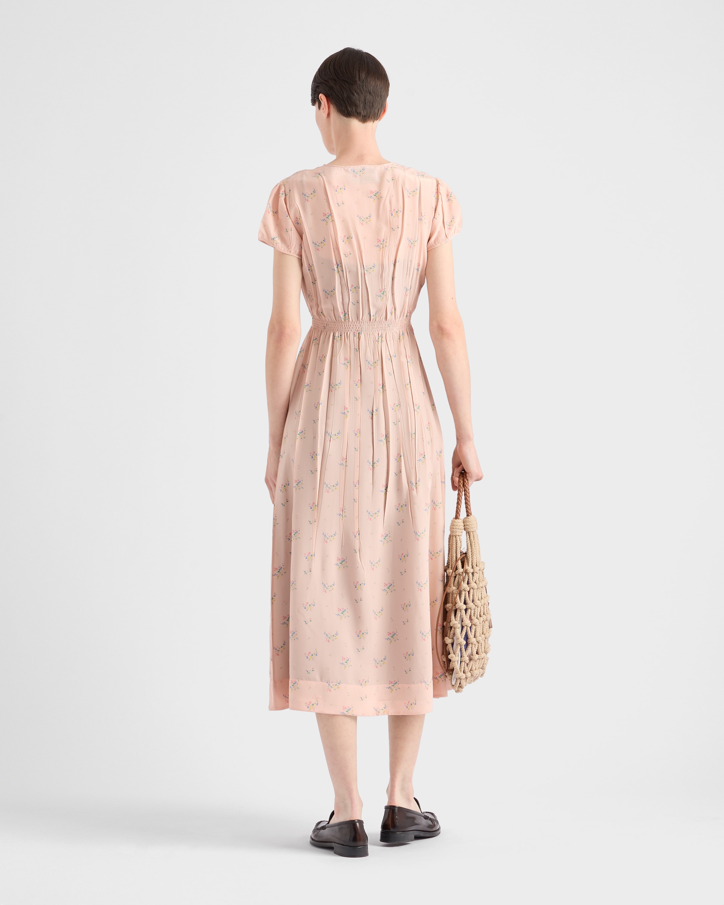 Floral print pongé dress - 5