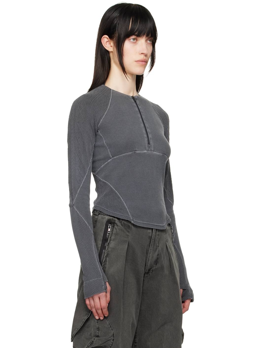 Gray Half-Zip Raglan T-shirt - 2