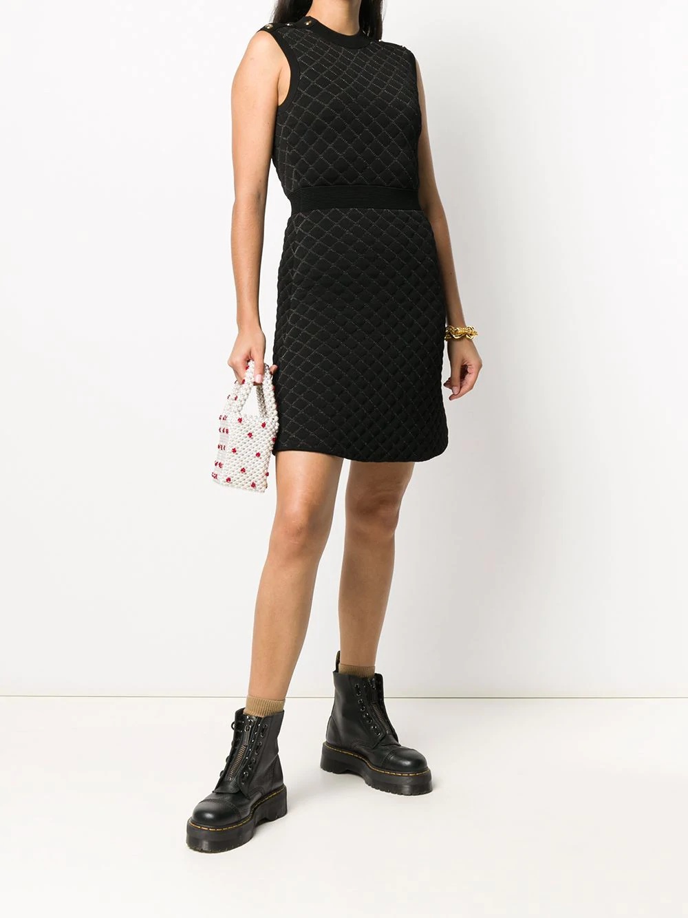 diamond-stitch knitted dress - 2