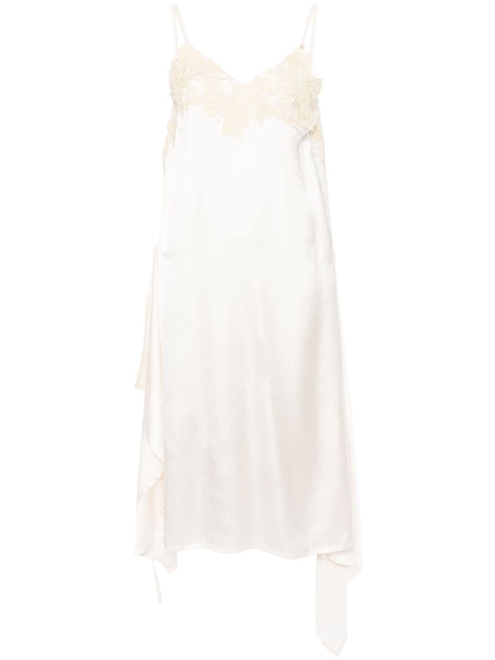 floral-lace satin slip dress - 1