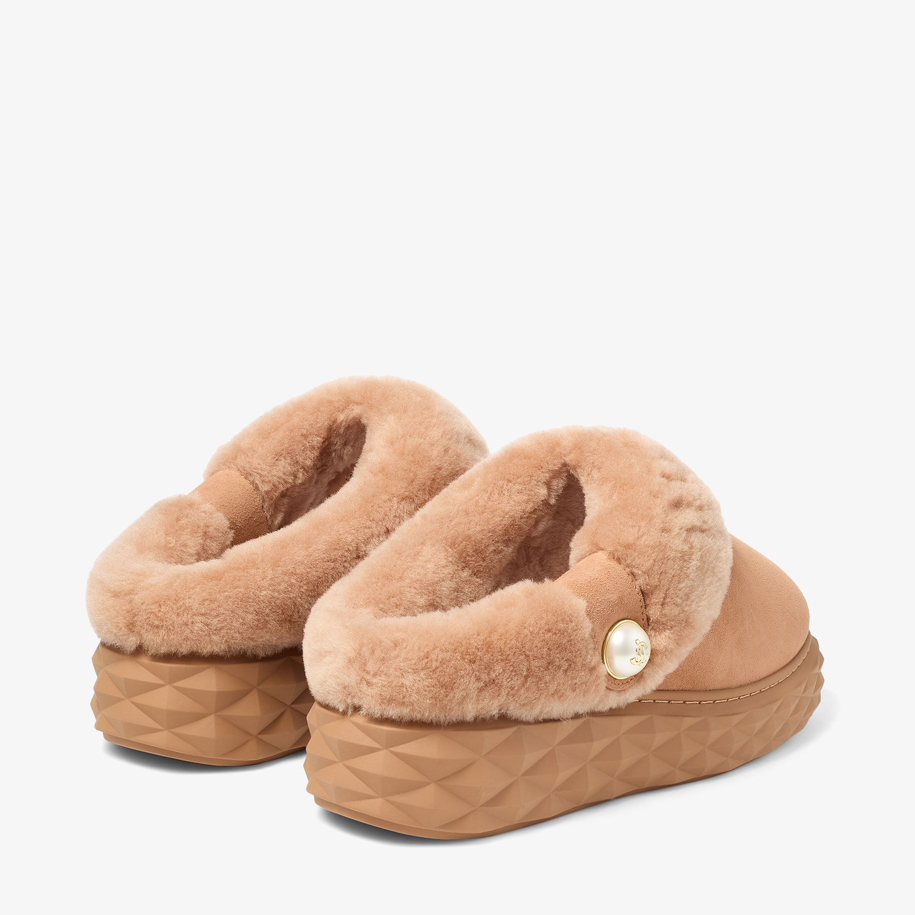Diamond Maxi Mule F
Toffee Suede Mules with Shearling - 5