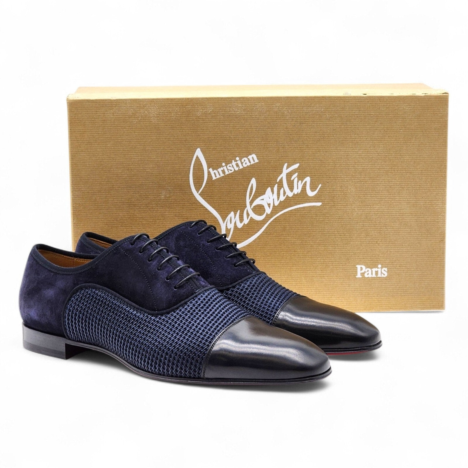 Christian Louboutin Greggo Leather and Suede Oxford Shoes in Blue EU 43 US 10 - 2