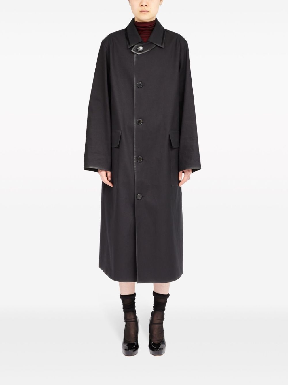 coated cotton single-breasted coat - 2