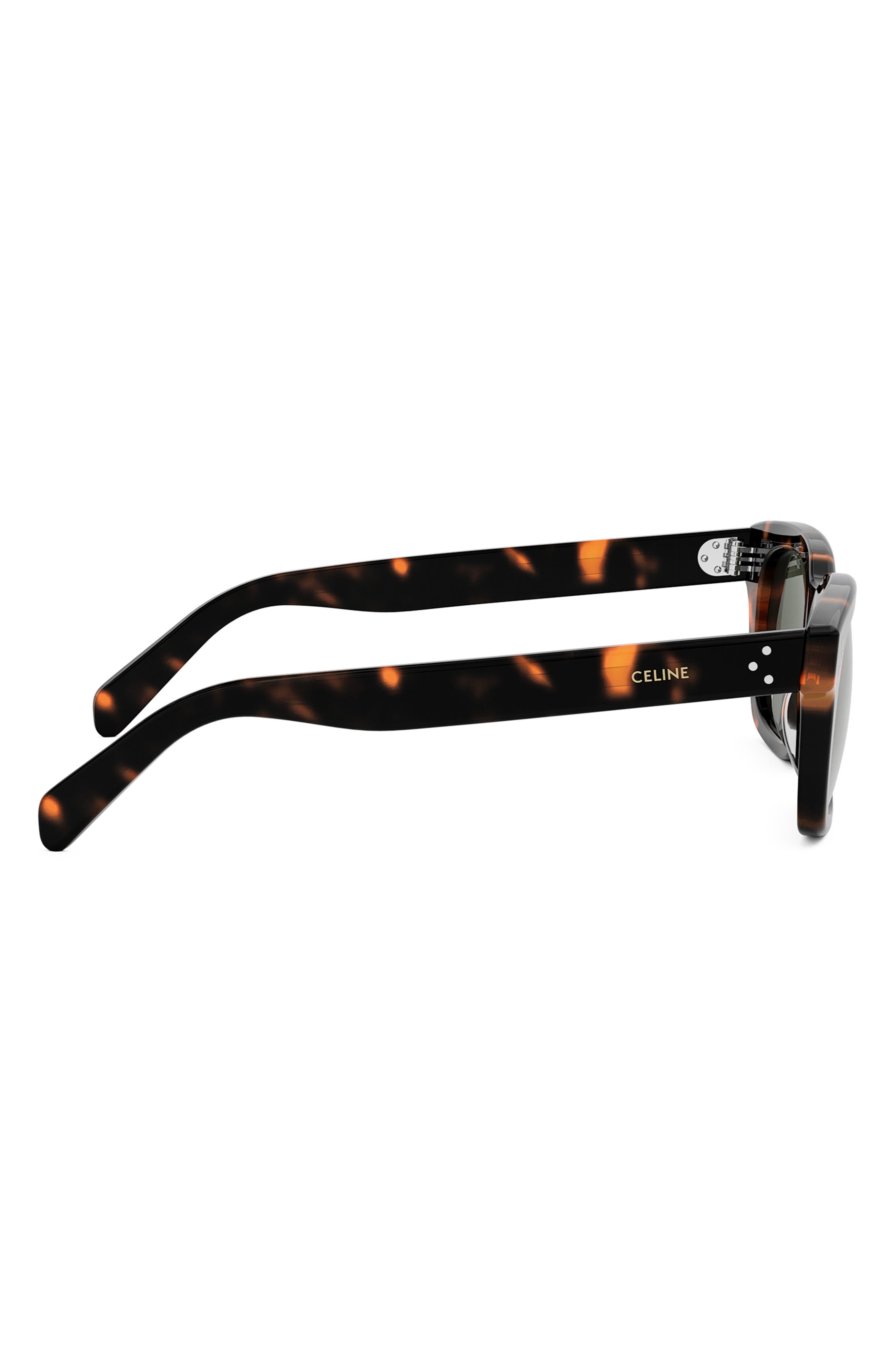 CELINE Bold 3 Dots 50mm Square Sunglasses in Dark Havana /Green at Nordstrom - 7