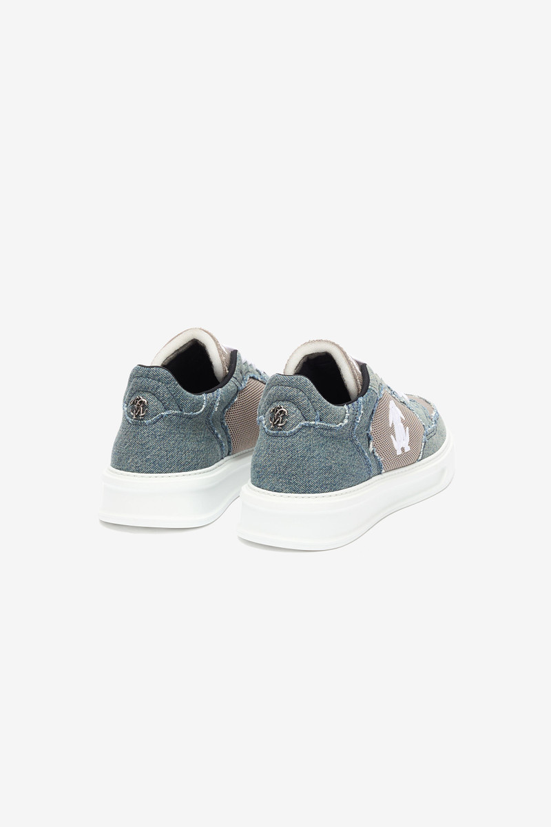 Roberto Cavalli Denim And Mesh Sneakers outlook