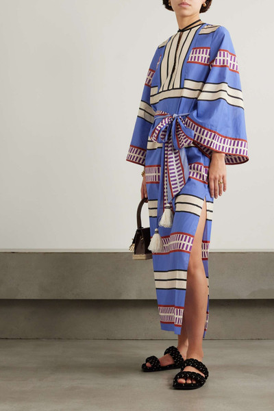 Johanna Ortiz + NET SUSTAIN Tropical Palm belted striped cotton-voile maxi dress outlook