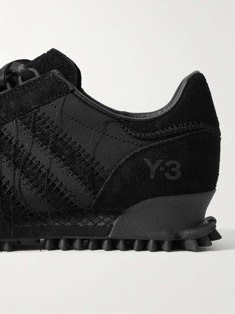 Marathon Distressed Suede and Shell Sneakers 6