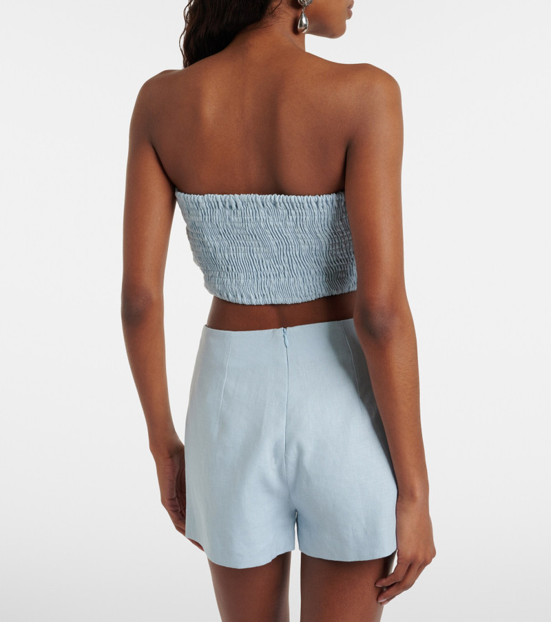 Antibes shirred linen crop top 4