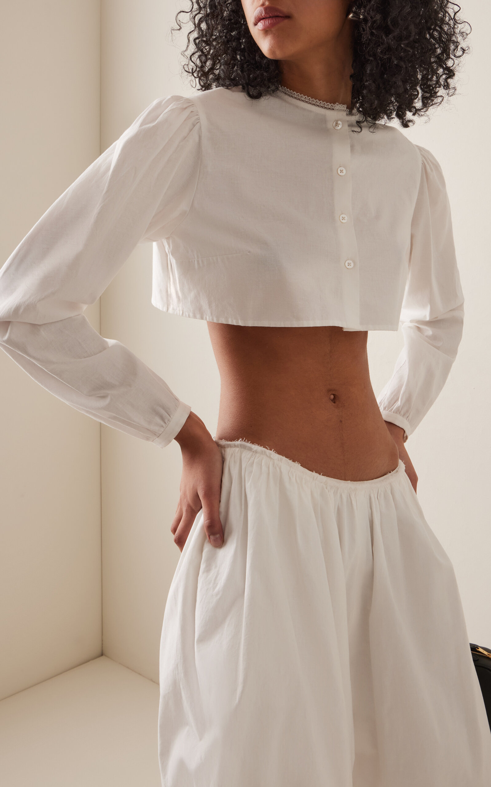 Cotton-Poplin Cropped Top white - 2