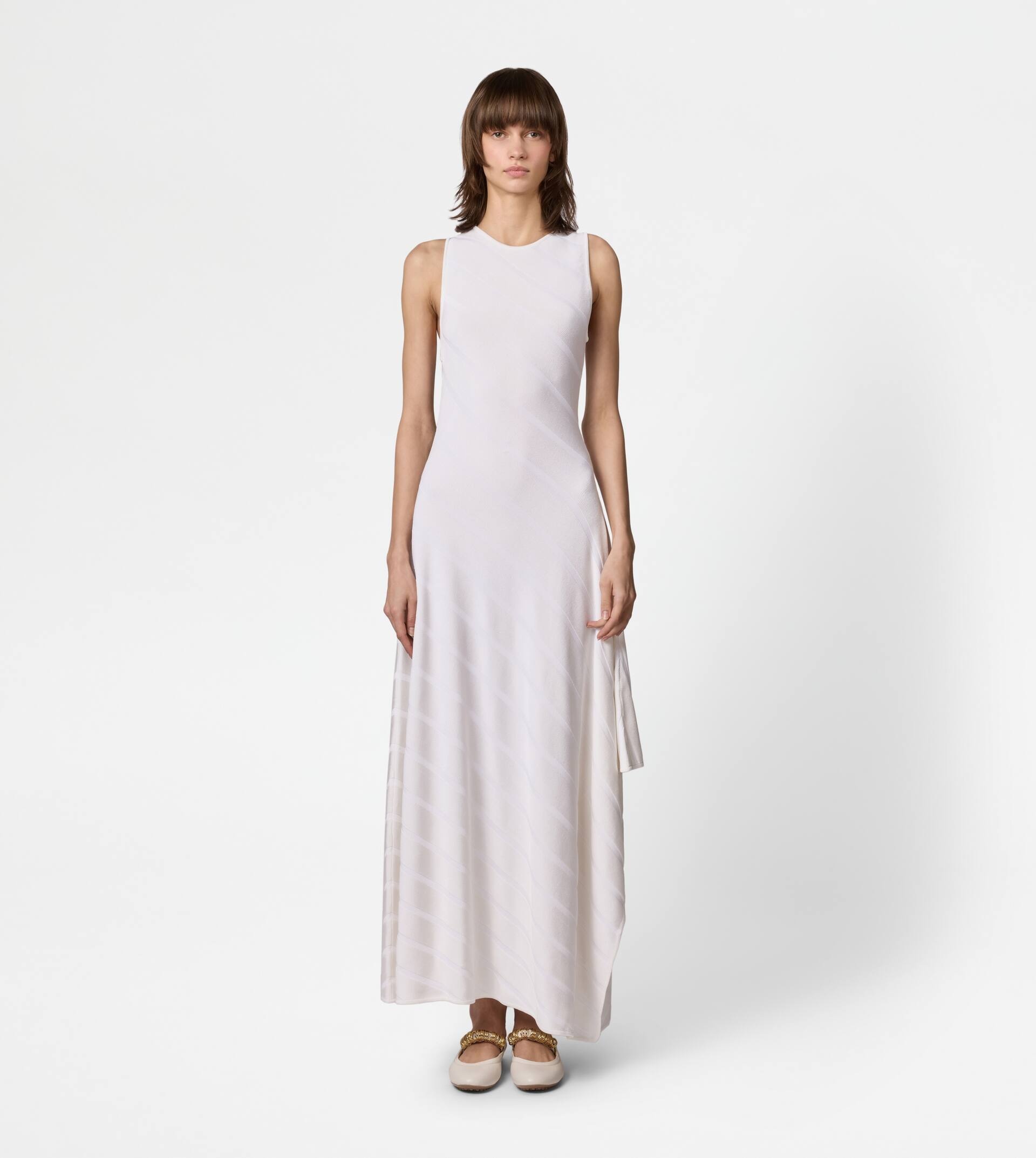 ASYMMETRICAL DRESS IN VISCOSE - WHITE - 2