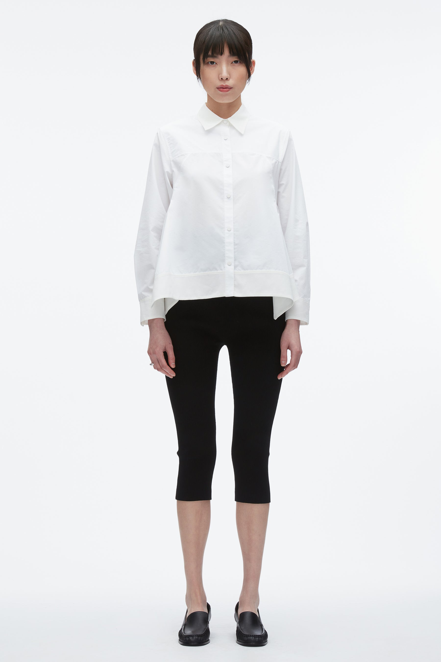 Flounce Hem Poplin Shirt - 2