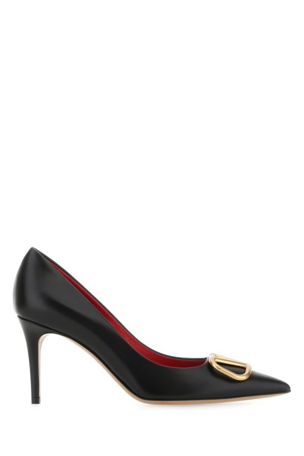 Valentino Garavani Woman Black Leather Vlogo Pumps - 1