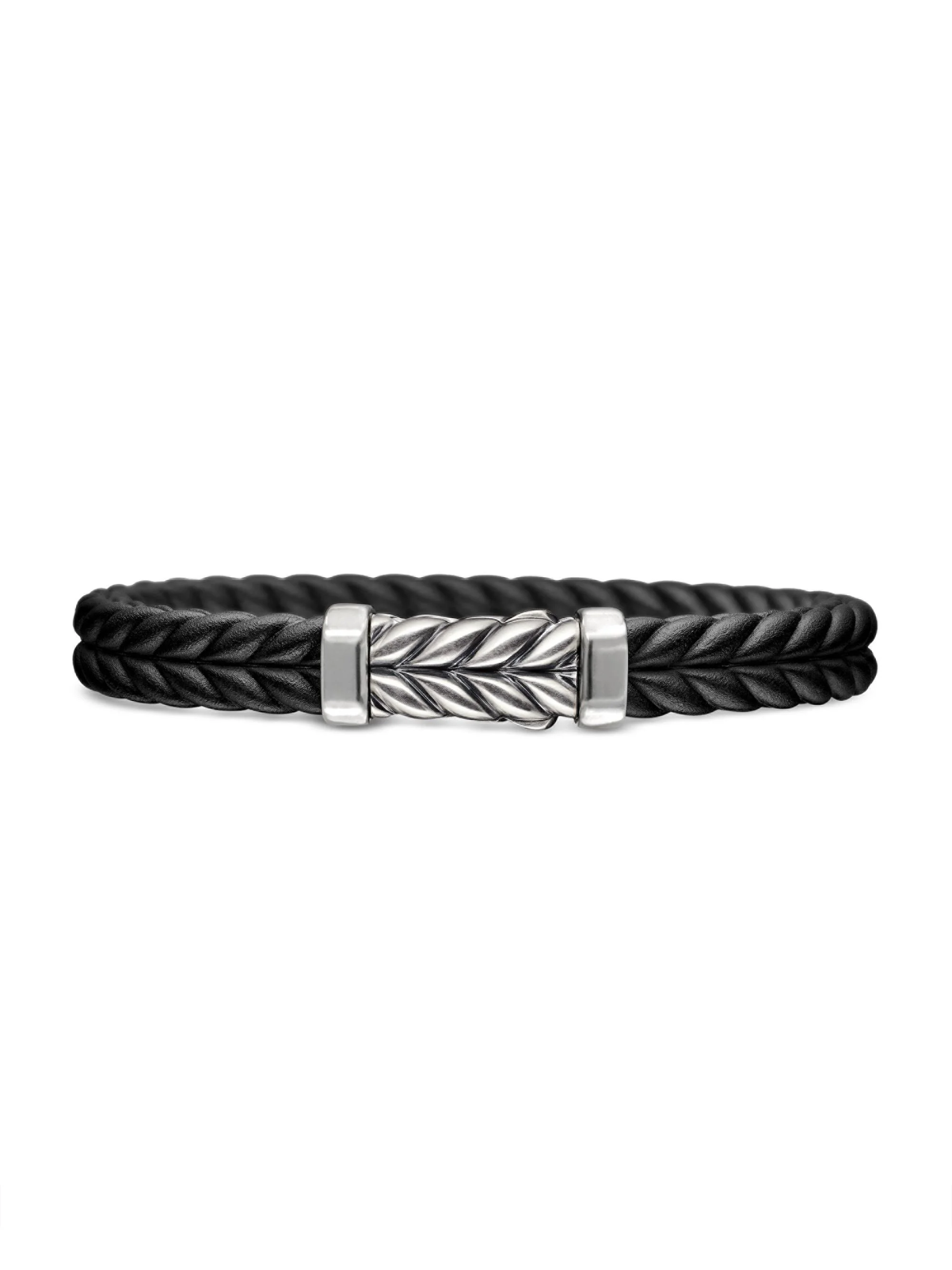 Men's Chevron Bracelet in Brown Rubber - Black - 1