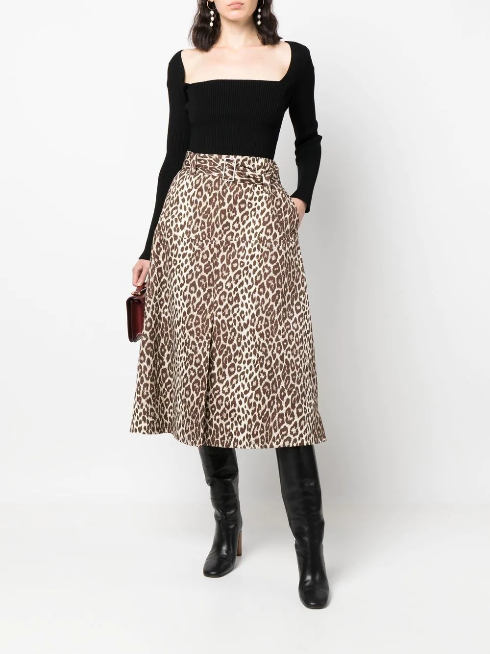 leopard-print midi skirt - 2