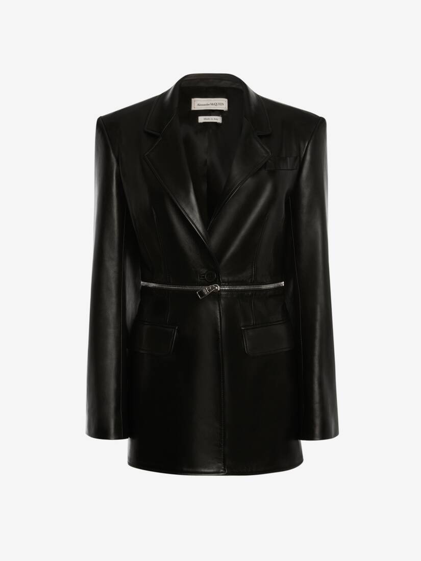 Spliced Leather Jacket in Black - 1