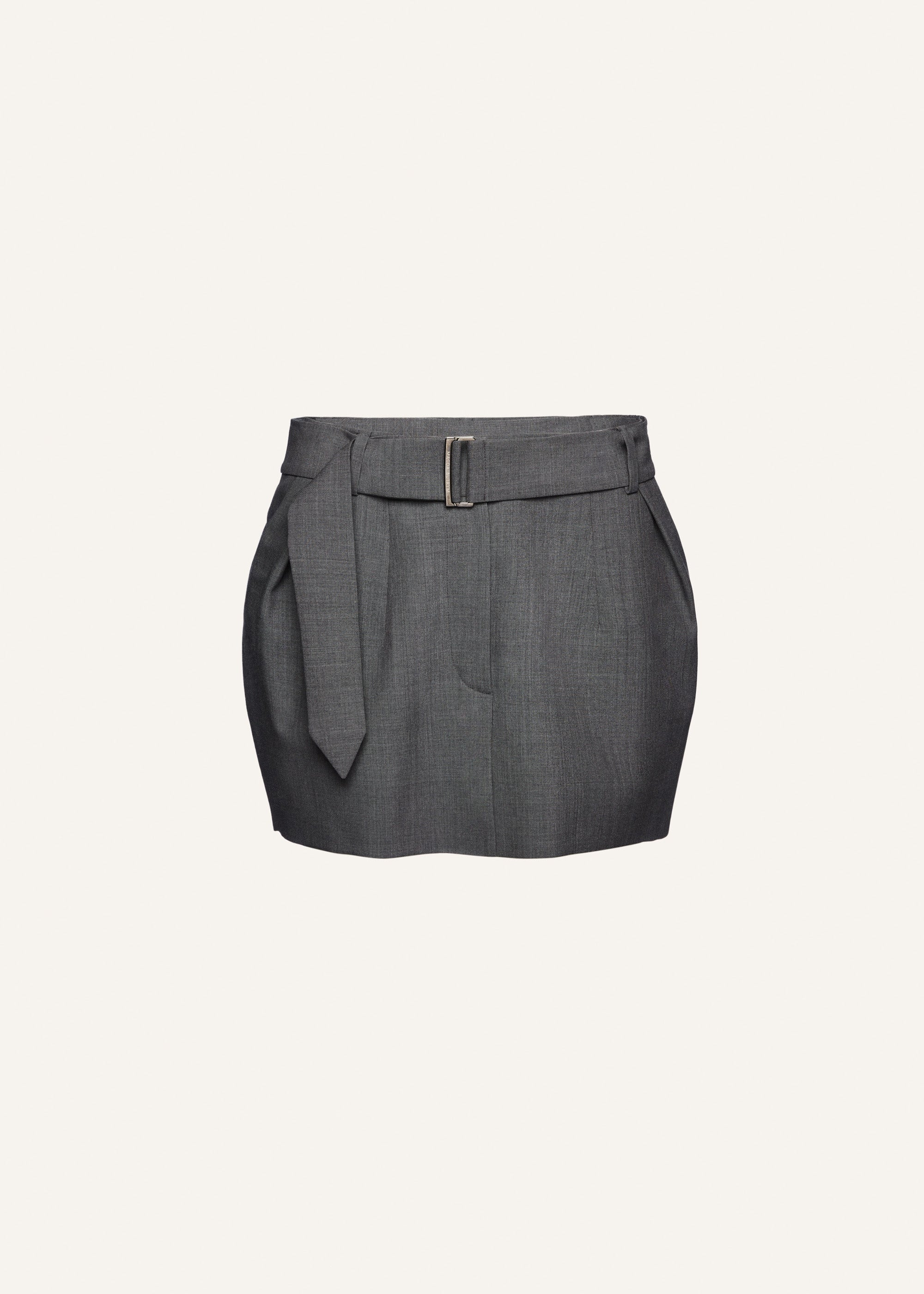 Belted mini skirt in grey - 1