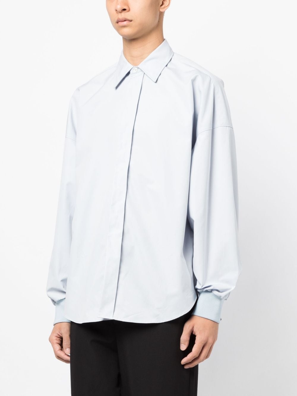 ribbed-cuff silk-blend shirt - 3