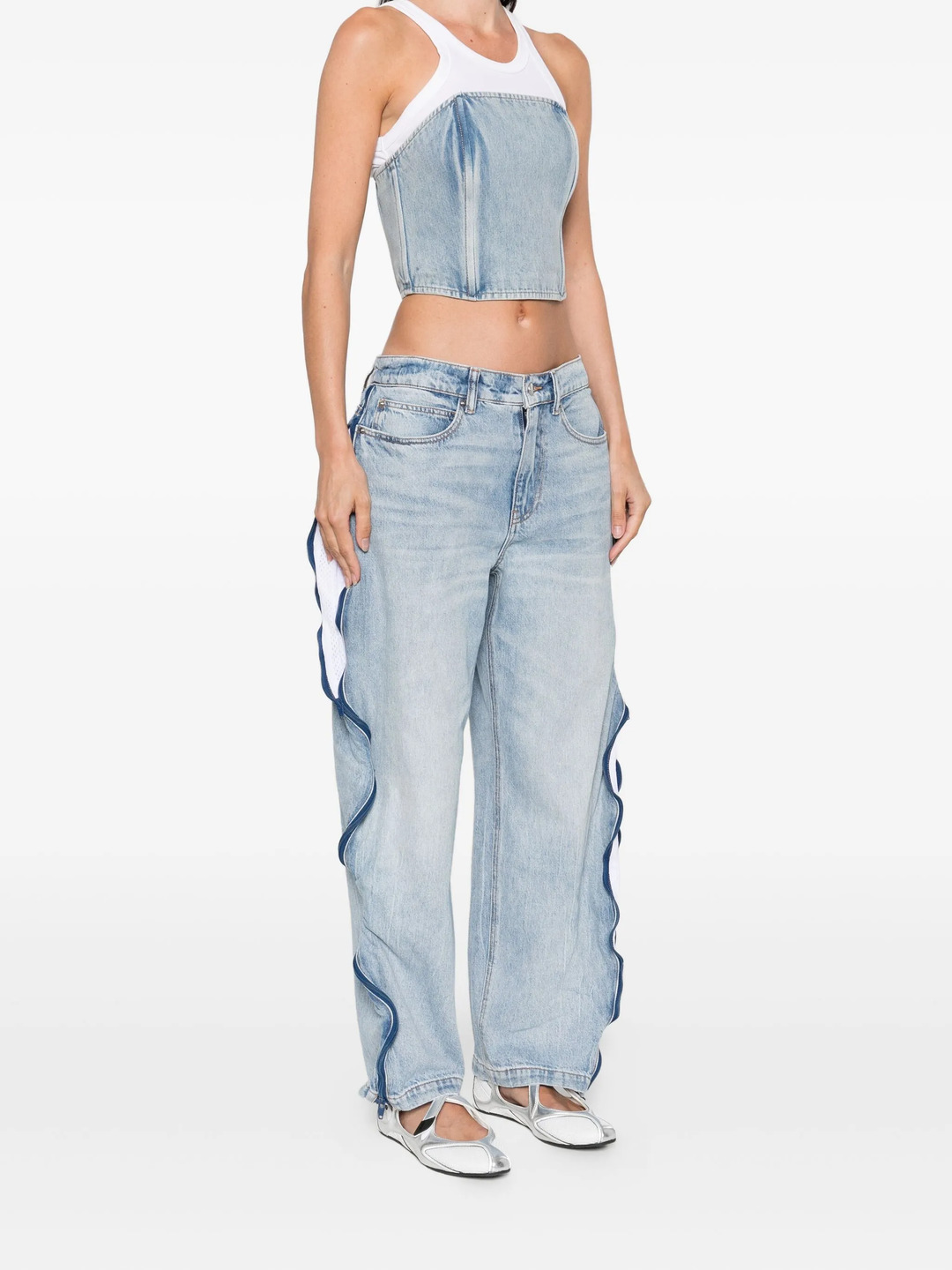 Curved Zipper Pants - 3