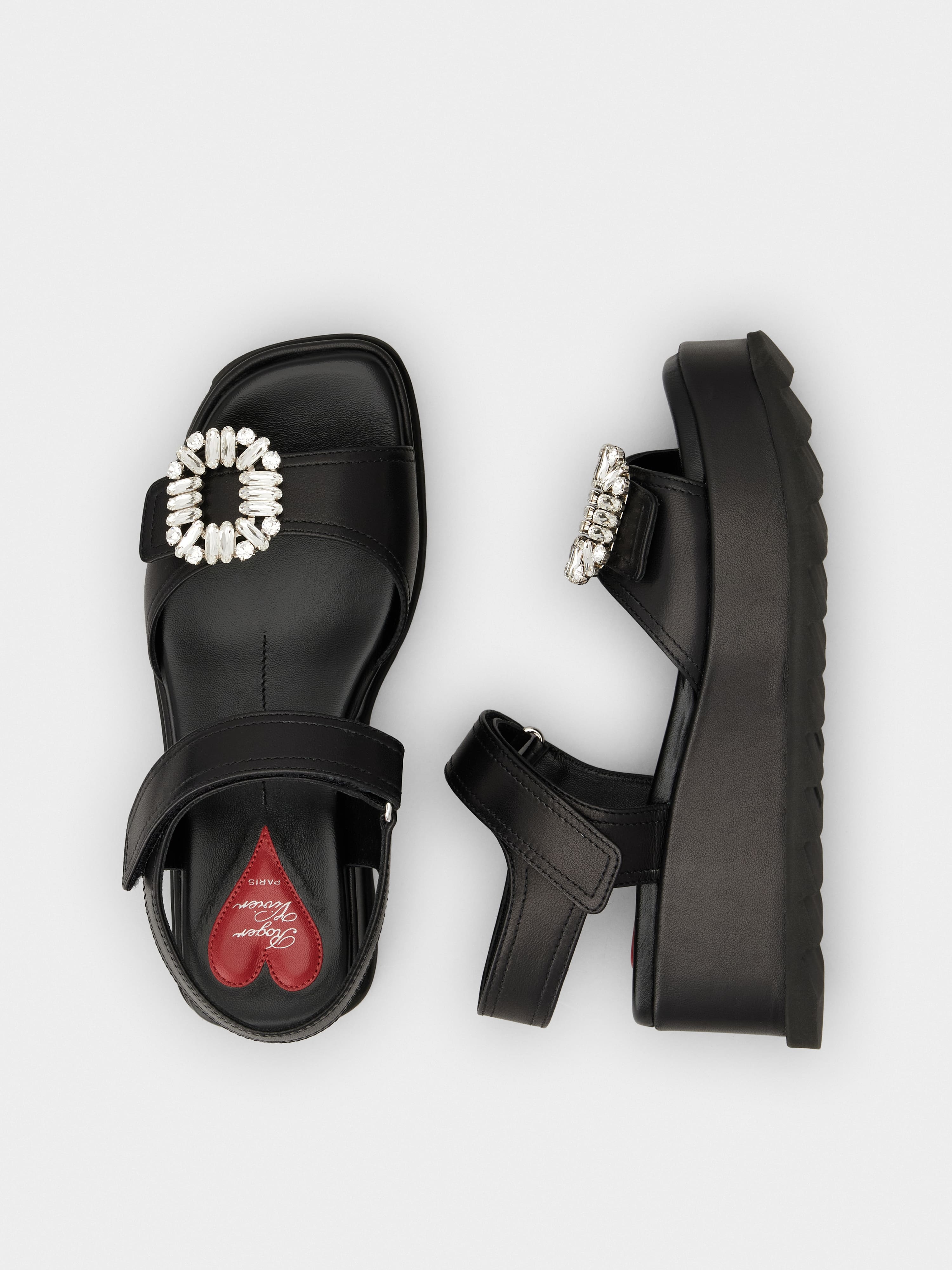 Slidy Viv' Wedge Sandals in leather - 4