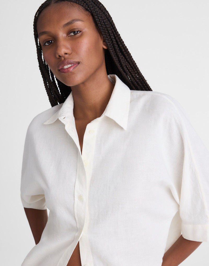 Relaxed Pleat-Sleeve Button-Up Shirt 6