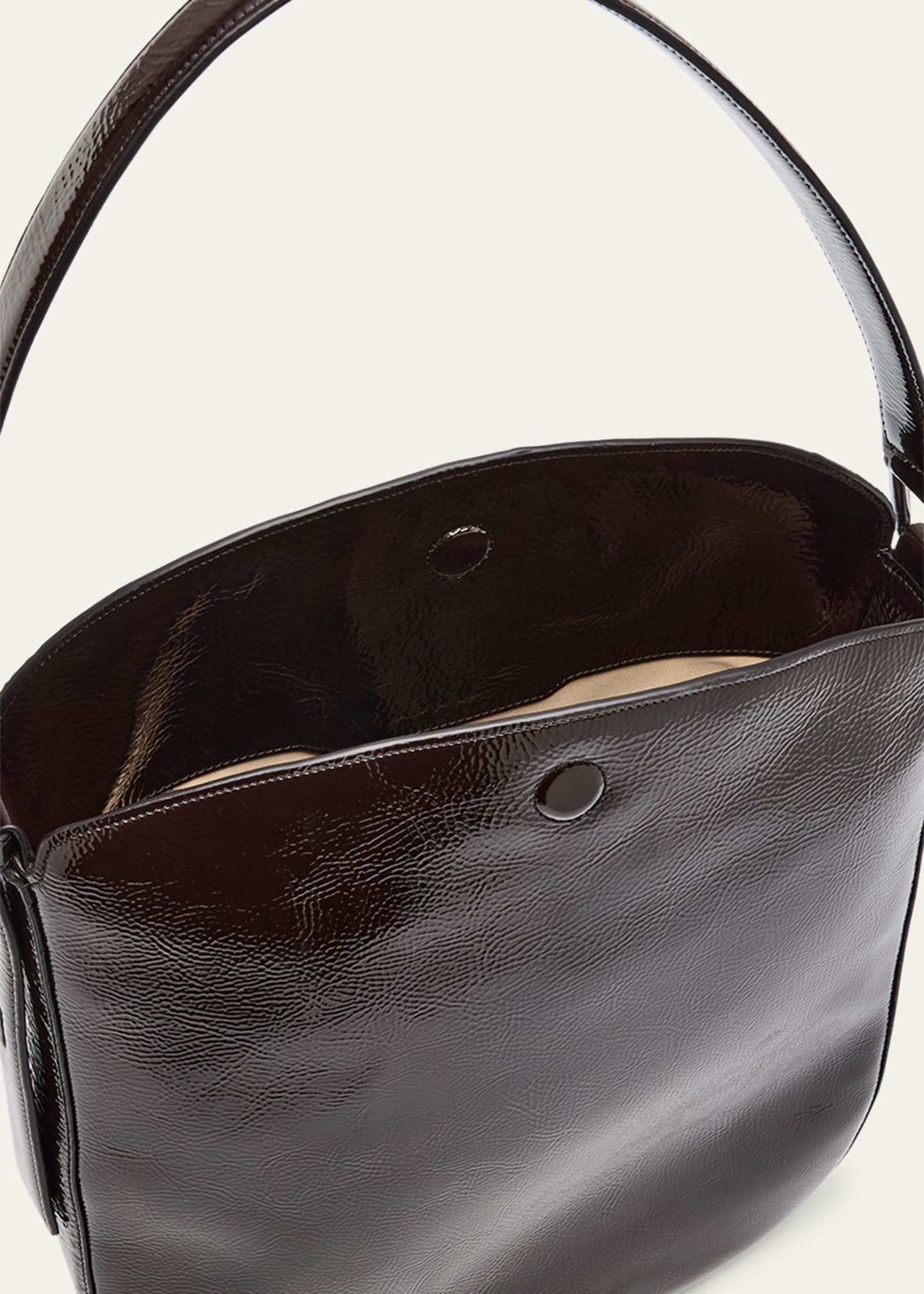 Anna Medium Lacquered Leather Hobo Bag - 4
