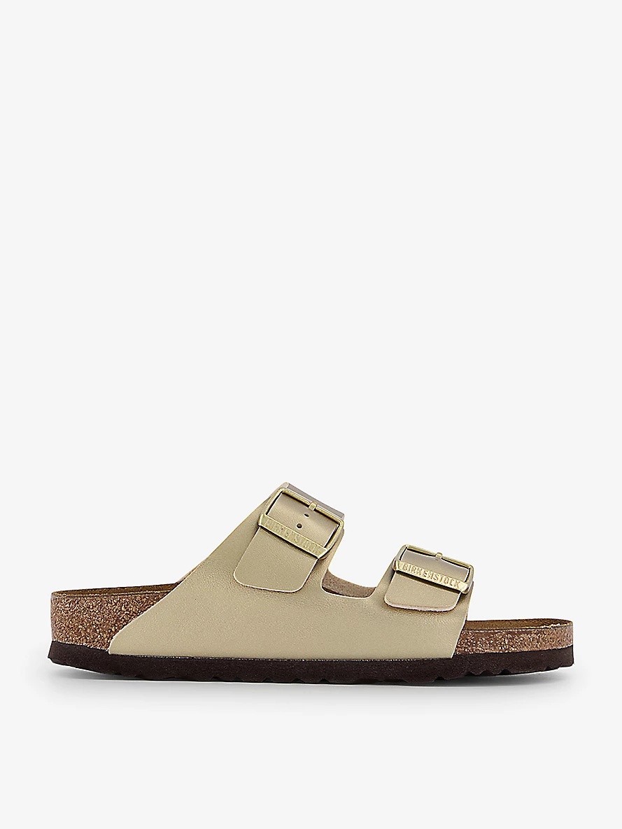 Arizona two-strap metallic faux-leather sandals - 1