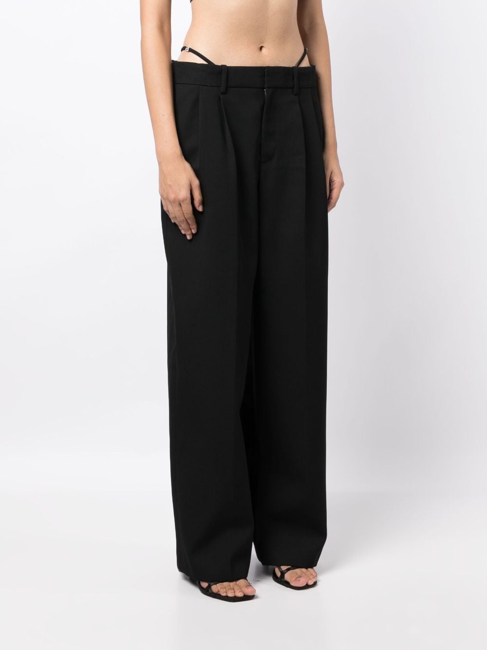 logo-embellished layered wide-leg trousers - 3