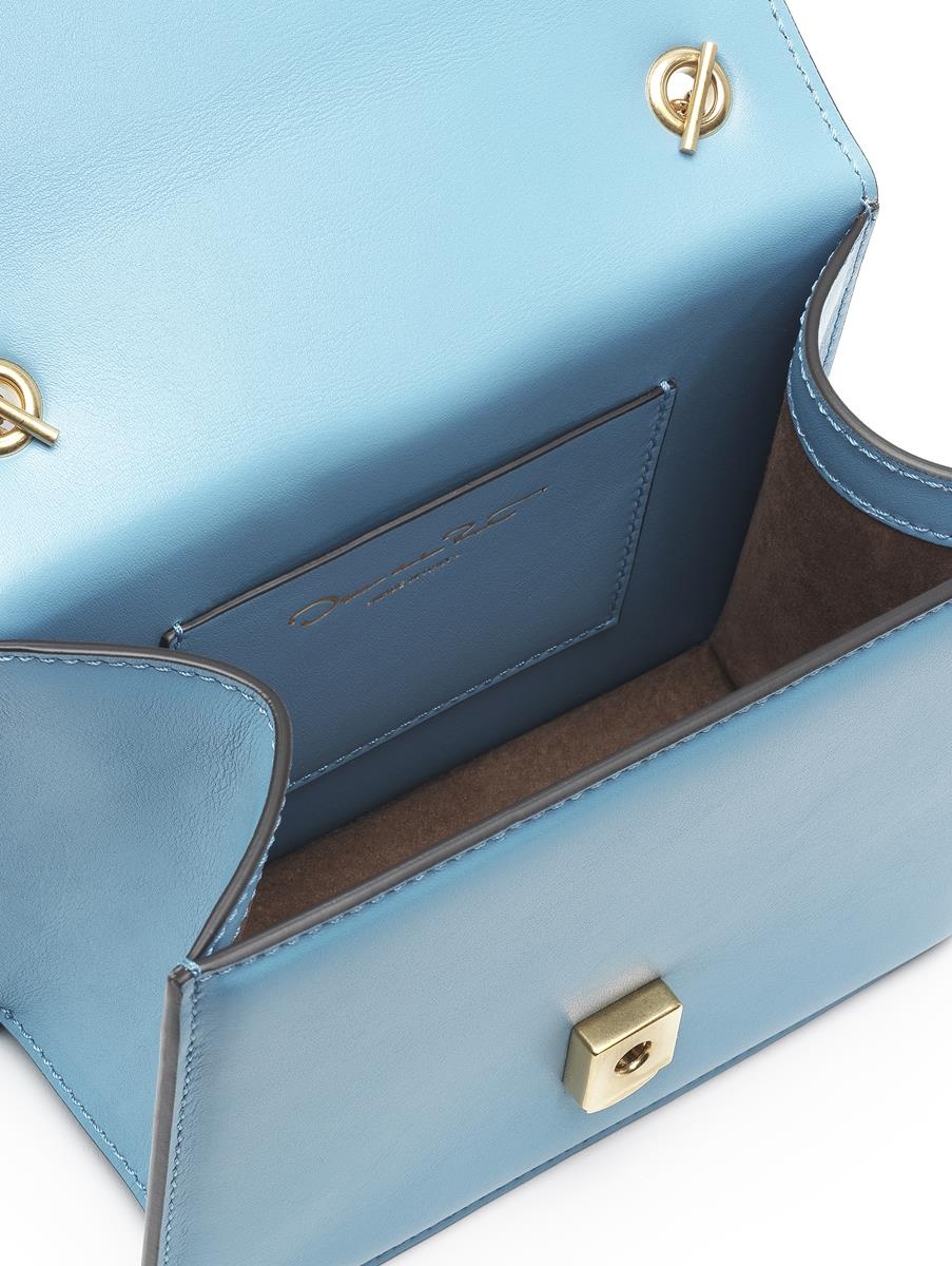FRENCH BLUE LEATHER MINI TRO BAG - 4