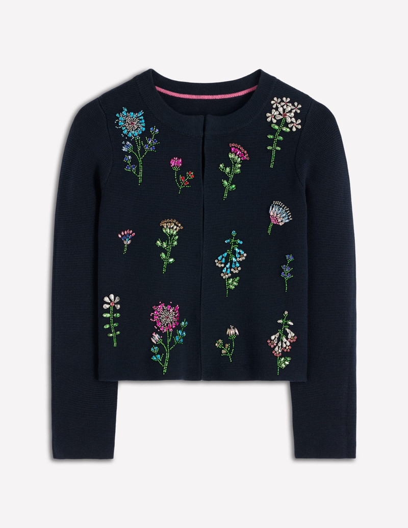 Embellished Knit Cardigan-Navy 9