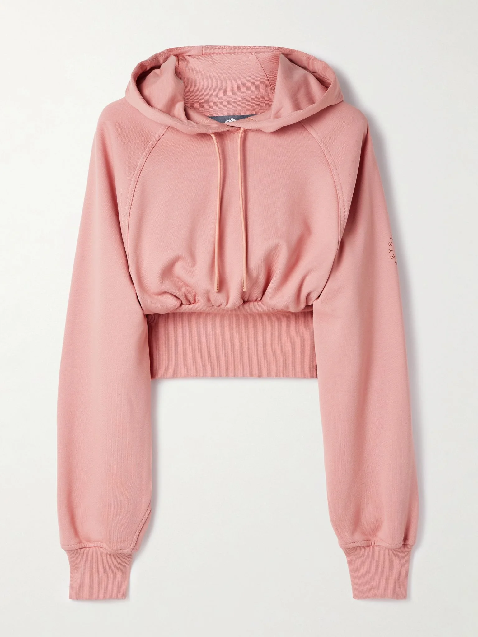 Cropped organic cotton-jersey hoodie Pink - 1