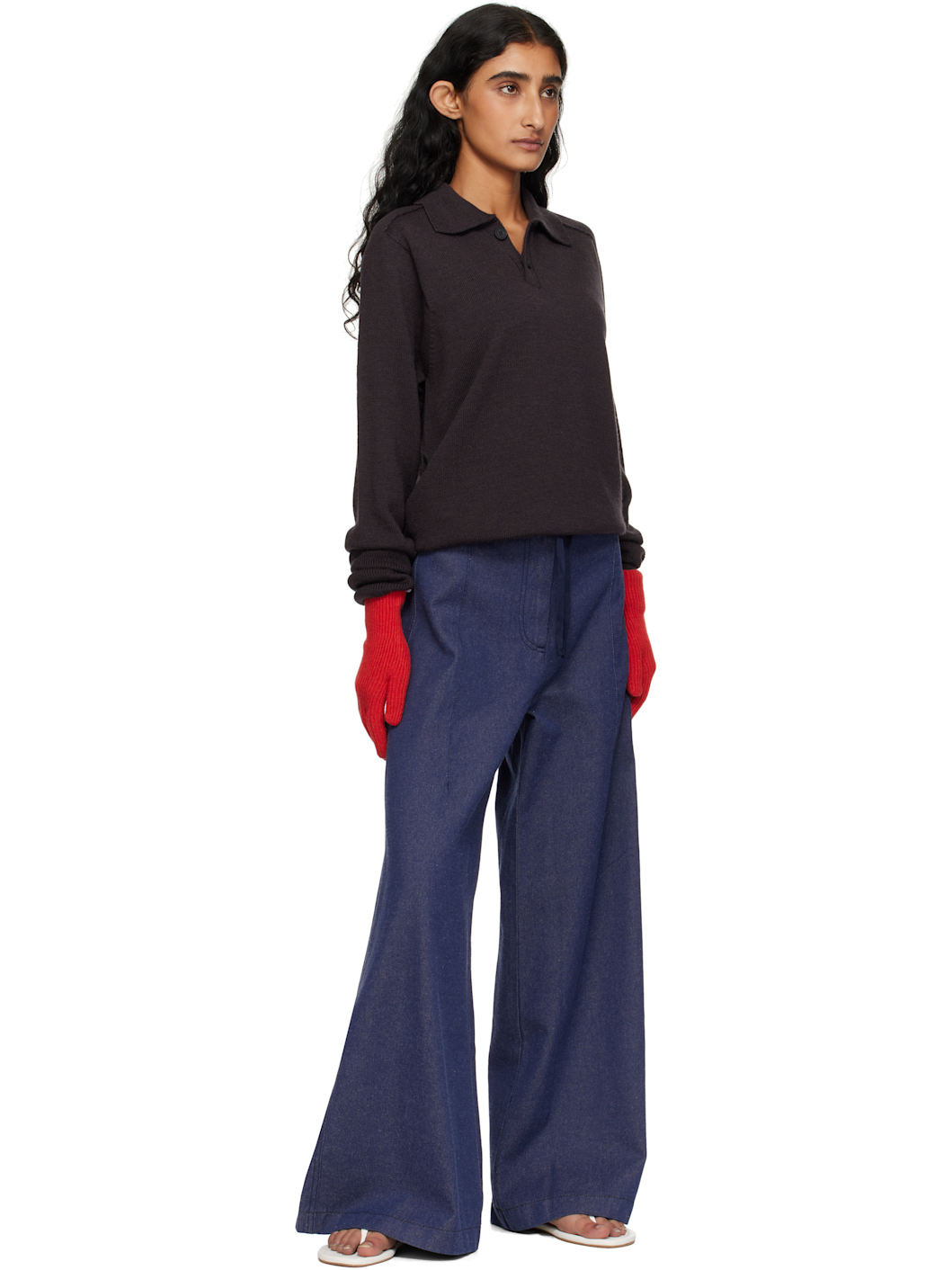 Red Ribbed Gloves - 3